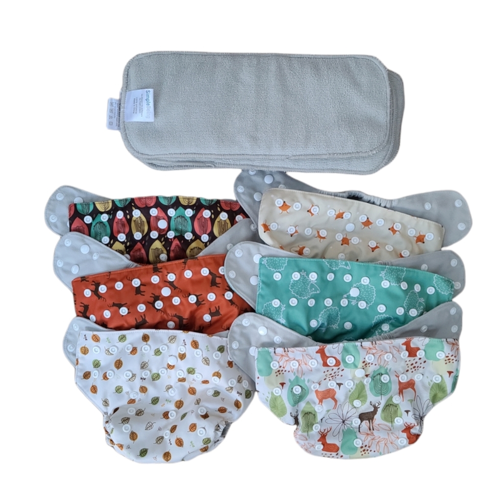 Colorful Animal Print Cloth Diapers Set